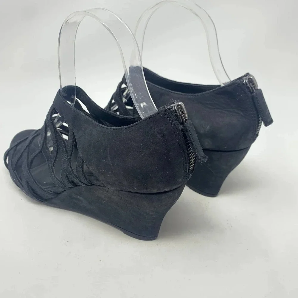Eileen Fisher Caged Lattice Wedge‎ Sandals Black